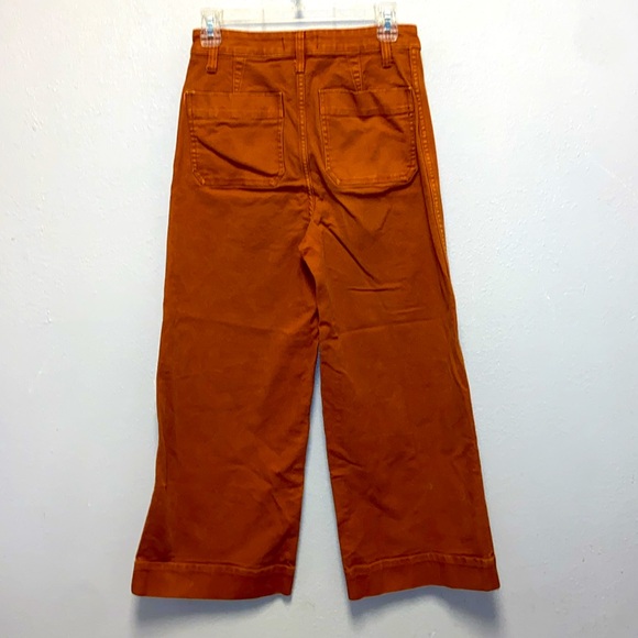 Madewell Warm Coffee Emmett High-rise Cropped Wide Leg Utility Casual Jeans 3342 - Picture 6 of 10